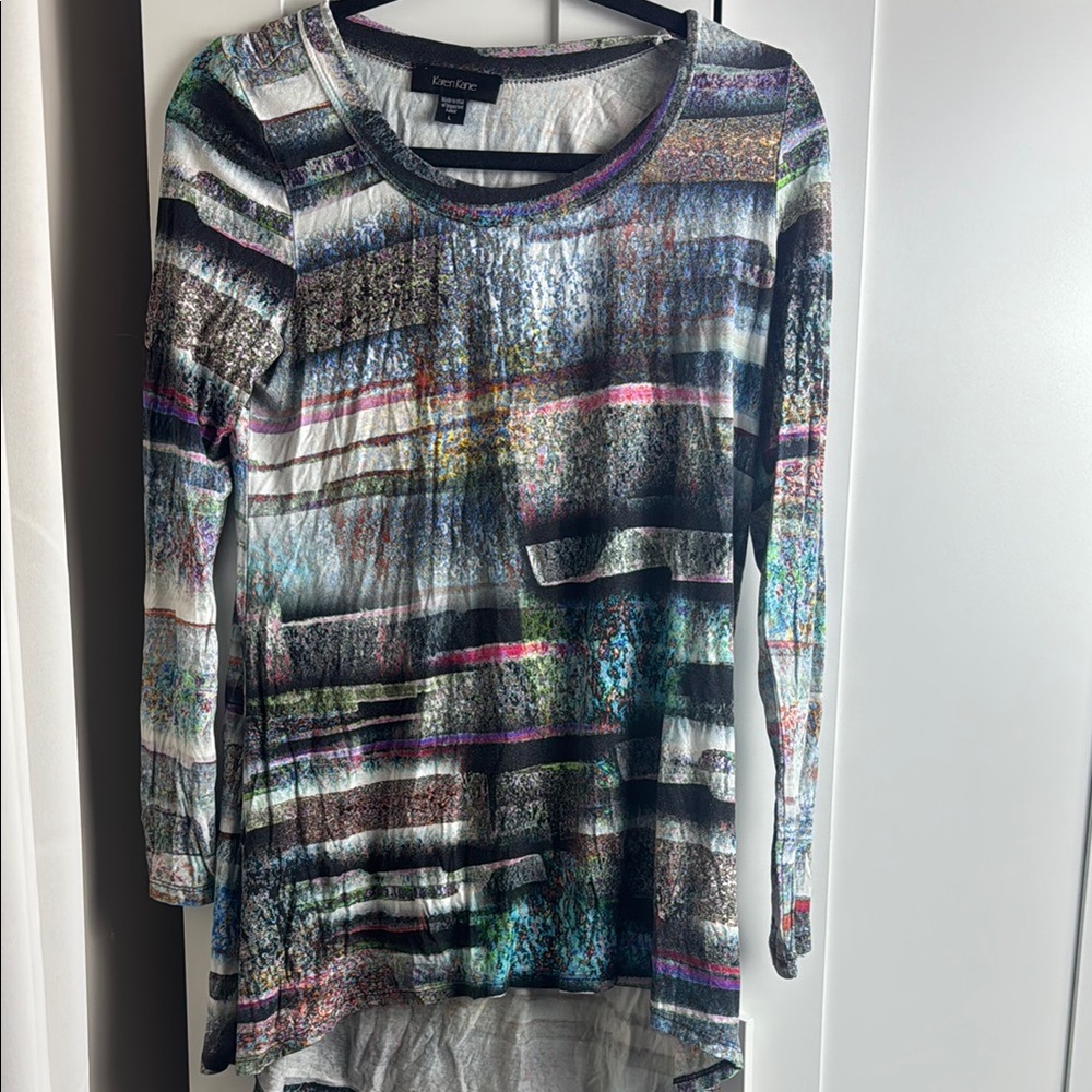 Karen Kane MultiColor Stripped Long Sleeve Top L/Large